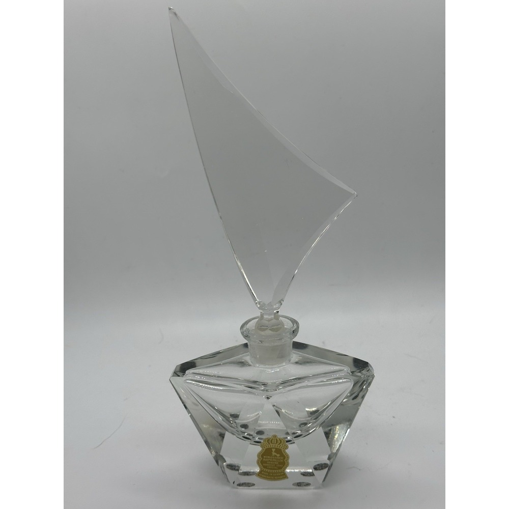 Imperlux Hand Cut Lead Crystal Perfume Large Scuptural Stopper Foil Sticker 9"